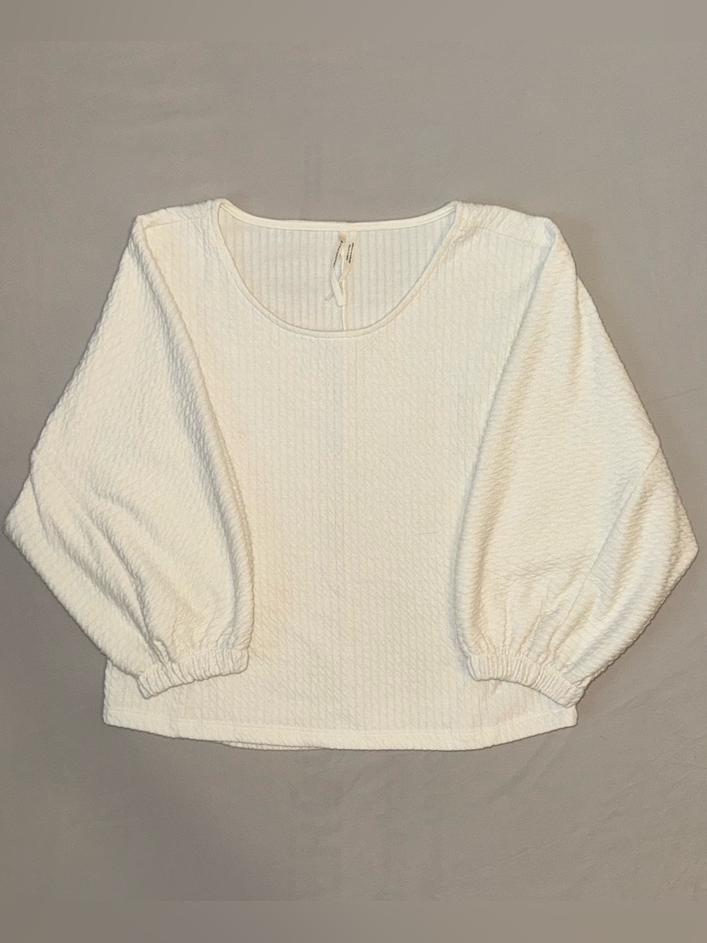Anthropologie Cream Textured Dolman Sleeve Top Size Medium Petite EUC Minimalist